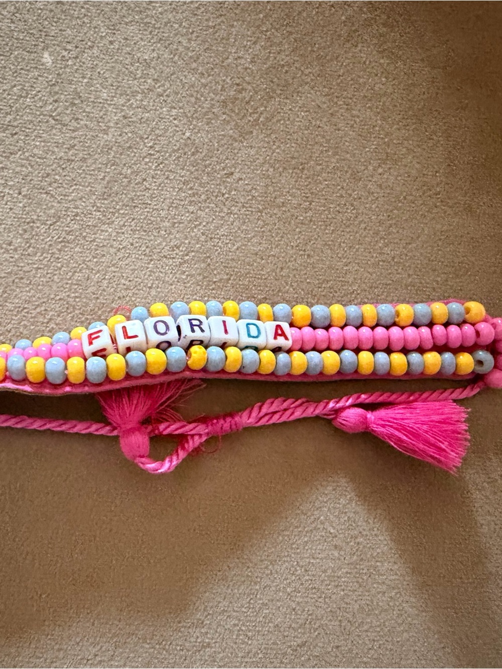 Pink 'Florida' Beaded Tassel bracelet